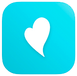 Beanstack app icon bright light blue background white abstract heart inside 